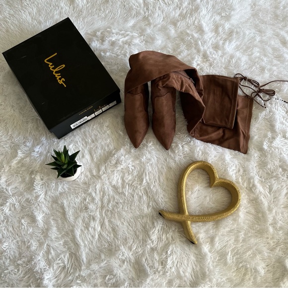 NWT LULUS Natiee Taupe Suede Pointed-Toe Over-the-Knee Boots - Picture 3 of 10